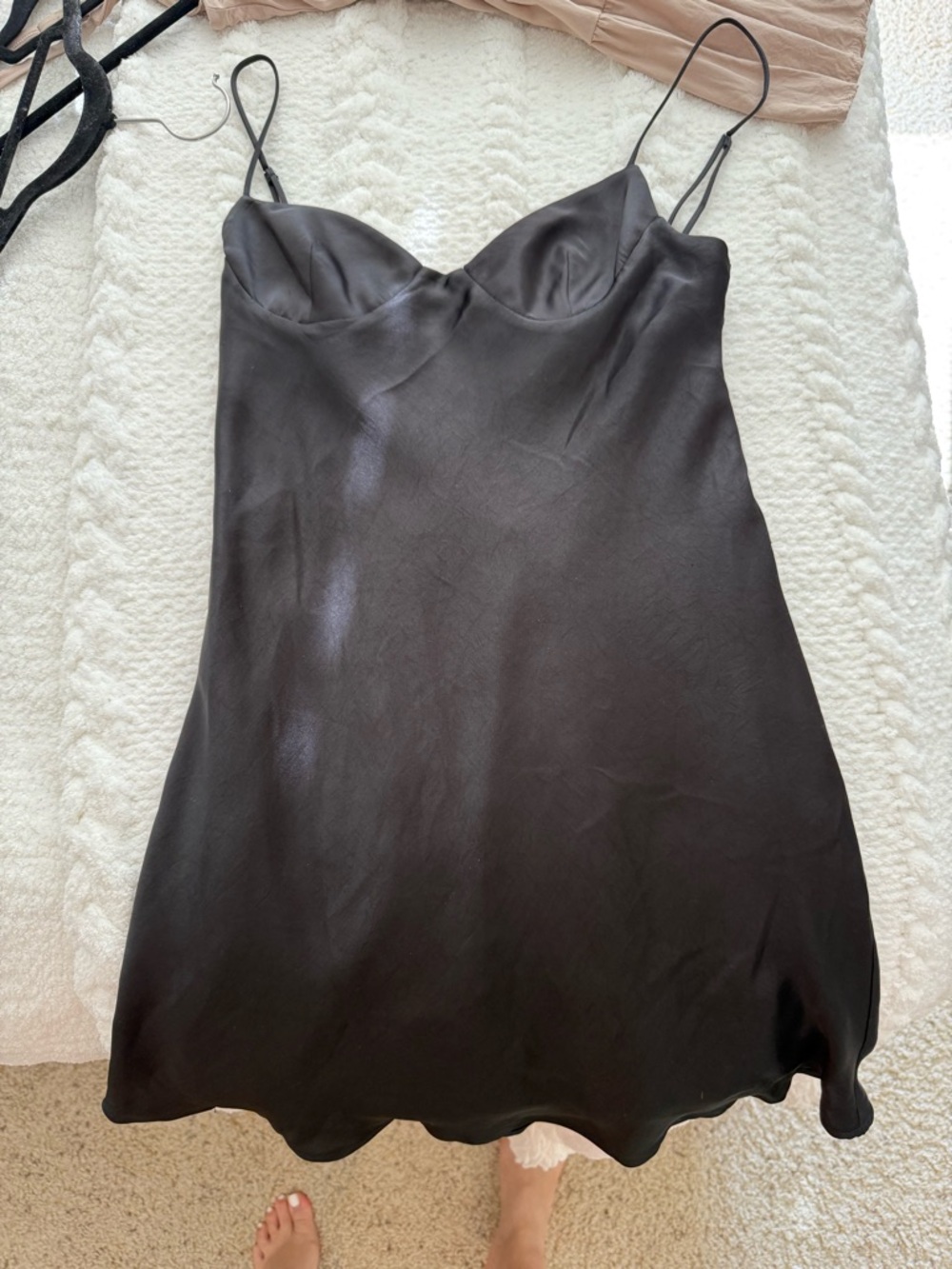Zara Black Satin Slip Dress with Gathered Back - Picture 3 of 5